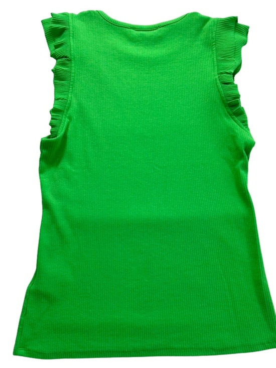 Philosophy Green Ribbed Ruffle Sleeve Tank Top Size Medium Soft Stretch - Picture 2 of 9